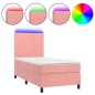 vidaXL Cama box spring colchón y LED terciopelo rosa 100x200 cm vidaXL Cama box spring colchón y LED terciopelo rosa 100x200 cm