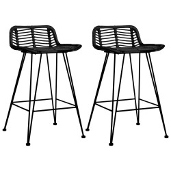 vidaXL Taburetes de cocina 2 unidades ratán negro