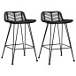 vidaXL Taburetes de cocina 2 unidades ratán negro vidaXL Taburetes de cocina 2 unidades ratán negro
