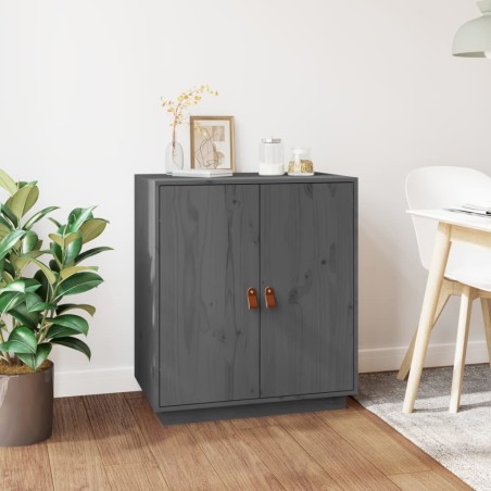 vidaXL Aparador de madera maciza de pino gris 65,5x40x75 cm