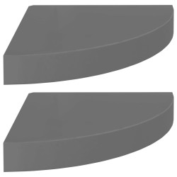 vidaXL Estante flotante de pared 2 uds MDF gris brillo 25x25x3,8 cm