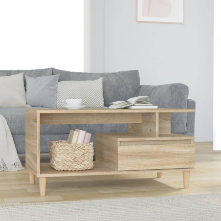 vidaXL Mesa de centro madera contrachapada roble Sonoma 90x49x45 cm