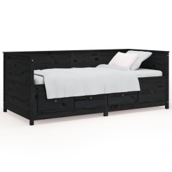 vidaXL Sofá cama de madera maciza de pino negro 80x200 cm