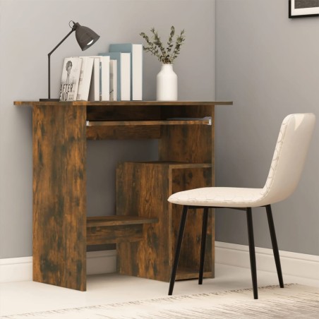 vidaXL Escritorio de madera contrachapada roble ahumado 80x45x74 cm