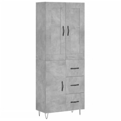 vidaXL Aparador alto madera contrachapada gris hormigón 69,5x34x180 cm