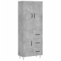 vidaXL Aparador alto madera contrachapada gris hormigón 69,5x34x180 cm