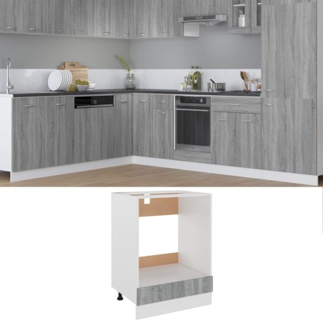vidaXL Armario de horno cocina madera ingeniería gris 60x46x81,5 cm