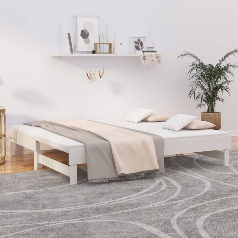 vidaXL Sofá cama extraíble madera maciza de pino blanco 2x(90x190) cm vidaXL Sofá cama extraíble madera maciza de pino blanco 2x(90x190) cm