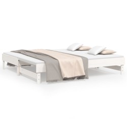 vidaXL Sofá cama extraíble madera maciza de pino blanco 2x(90x190) cm