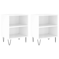 vidaXL Mesitas de noche 2 uds madera blanco brillante 40x30x50 cm