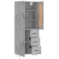 vidaXL Aparador alto madera contrachapada gris hormigón 69,5x34x180 cm