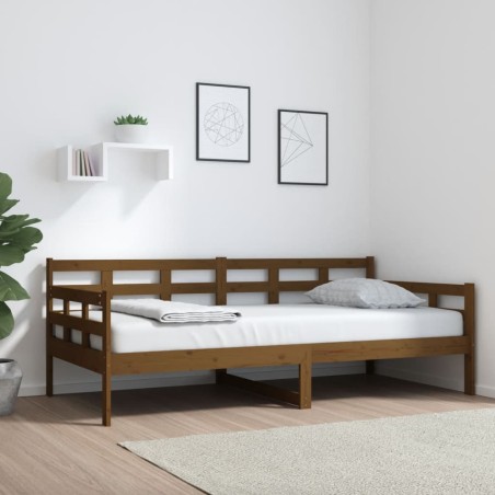 vidaXL Sofá cama de madera maciza de pino marrón miel 90x190 cm