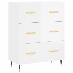 vidaXL Aparador de madera contrachapada blanco brillante 69,5x34x90 cm