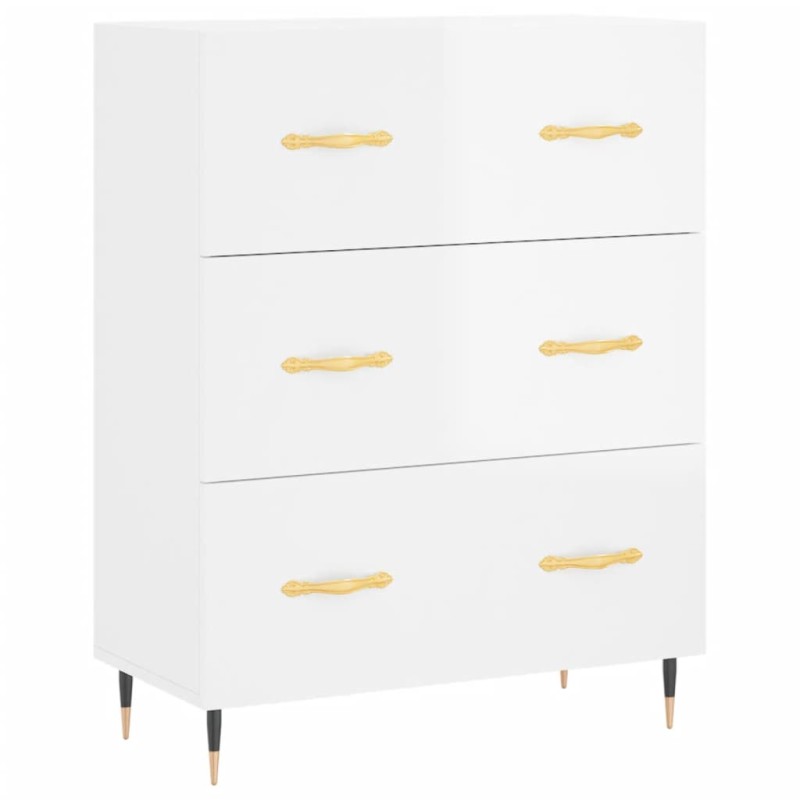 vidaXL Aparador de madera contrachapada blanco brillante 69,5x34x90 cm vidaXL Aparador de madera contrachapada blanco brillante 69,5x34x90 cm