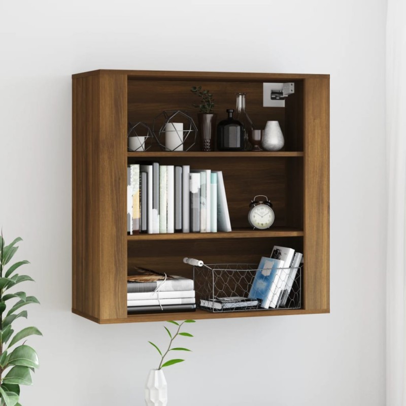 vidaXL Armario de pared madera contrachapada marrón roble 80x33x80 cm vidaXL Armario de pared madera contrachapada marrón roble 80x33x80 cm