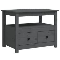 vidaXL Mesa de centro de madera maciza de pino gris 71x49x55 cm