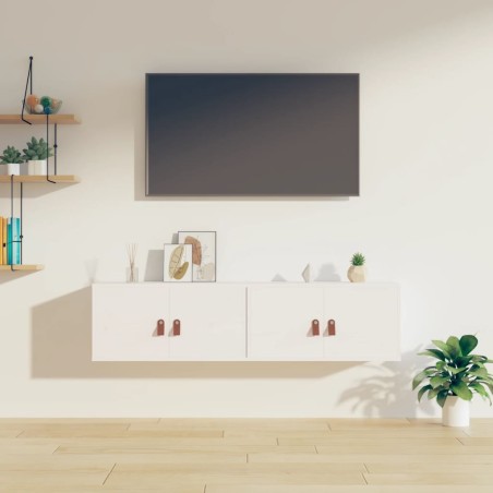 vidaXL Armario de pared 2 uds madera maciza de pino blanco 60x30x30 cm