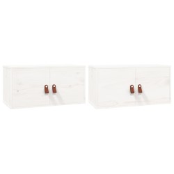 vidaXL Armario de pared 2 uds madera maciza de pino blanco 60x30x30 cm