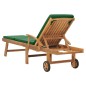vidaXL Tumbona con cojín madera maciza de teca verde vidaXL Tumbona con cojín madera maciza de teca verde