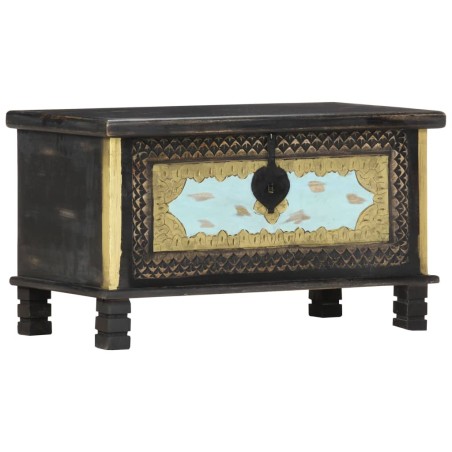 vidaXL Baúl de almacenamiento madera de mango negro 80x40x45 cm