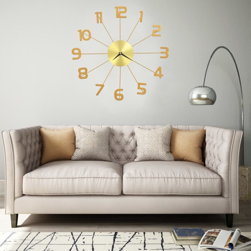 vidaXL Reloj de pared de metal dorado 50 cm vidaXL Reloj de pared de metal dorado 50 cm
