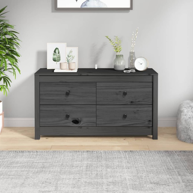 vidaXL Armario auxiliar de madera maciza de pino gris 100x40x54 cm vidaXL Armario auxiliar de madera maciza de pino gris 100x40x54 cm