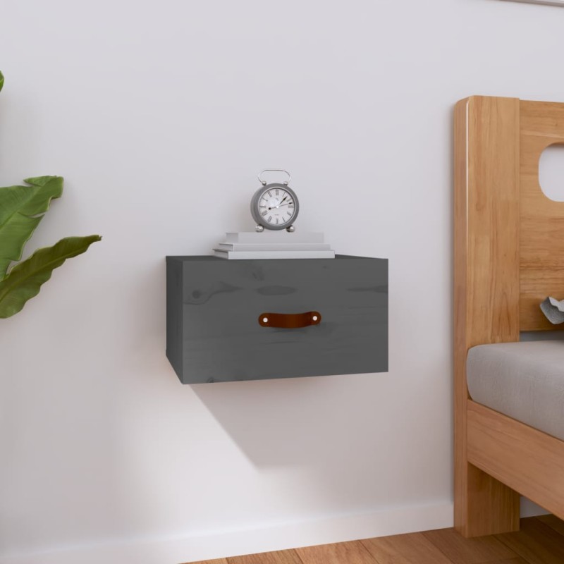 vidaXL Mesita de noche de pared gris 40x29,5x22 cm vidaXL Mesita de noche de pared gris 40x29,5x22 cm