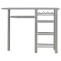 vidaXL Mesa y taburetes de cocina con estantes de madera y acero gris vidaXL Mesa y taburetes de cocina con estantes de madera y acero gris