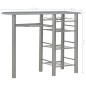vidaXL Mesa y taburetes de cocina con estantes de madera y acero gris vidaXL Mesa y taburetes de cocina con estantes de madera y acero gris