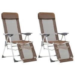 vidaXL Sillas de camping plegables reposapiés 2 uds textilene marrón