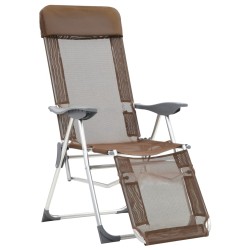 vidaXL Sillas de camping plegables reposapiés 2 uds textilene marrón