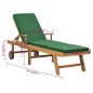 vidaXL Tumbona con cojín madera maciza de teca verde vidaXL Tumbona con cojín madera maciza de teca verde