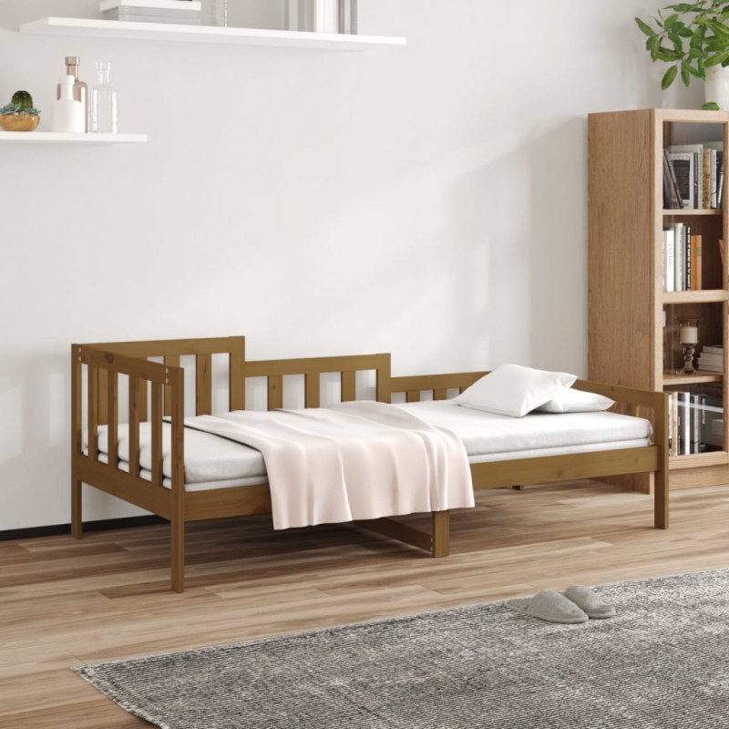 vidaXL Sofá cama de madera maciza de pino marrón miel 80x200 cm vidaXL Sofá cama de madera maciza de pino marrón miel 80x200 cm