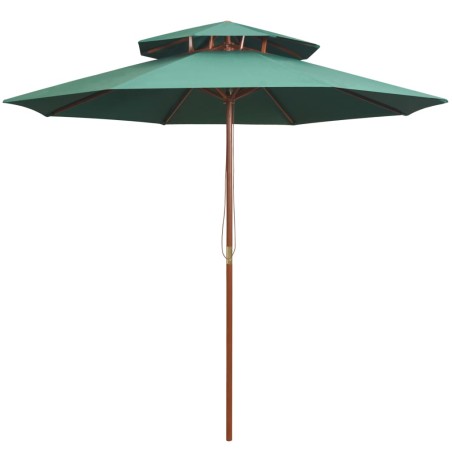vidaXL Sombrilla de dos pisos 270x270 cm con palo de madera verde