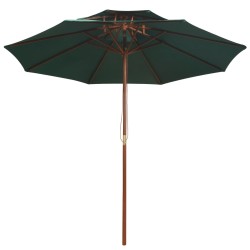 vidaXL Sombrilla de dos pisos 270x270 cm con palo de madera verde