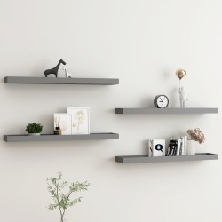 vidaXL Estantes de pared Loggia 4 uds gris MDF 80x15x4 cm