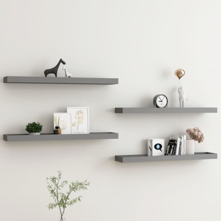 vidaXL Estantes de pared Loggia 4 uds gris MDF 80x15x4 cm