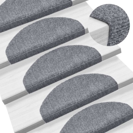 vidaXL Alfombrillas de escaleras autoadhesivas 5 uds gris 65x21x4 cm