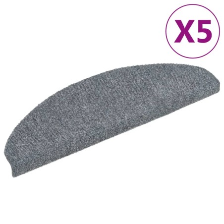 vidaXL Alfombrillas de escaleras autoadhesivas 5 uds gris 65x21x4 cm