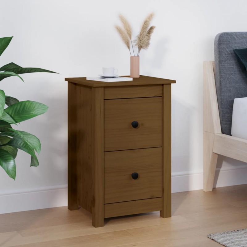 vidaXL Mesita de noche madera maciza de pino marrón miel 40x35x61,5 cm vidaXL Mesita de noche madera maciza de pino marrón miel 40x35x61,5 cm