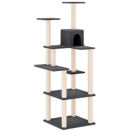 vidaXL Rascador para gatos con postes de sisal gris oscuro 153 cm