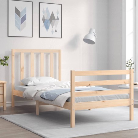 vidaXL Estructura de cama con cabecero madera maciza 100x200 cm