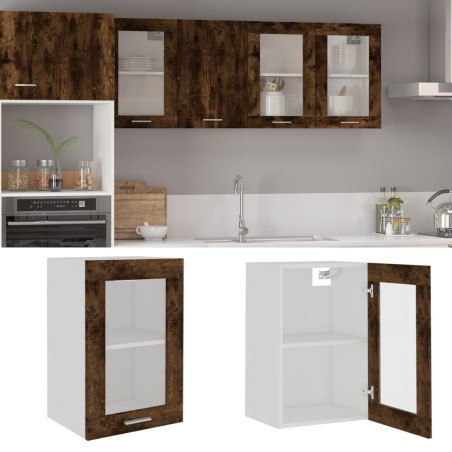 vidaXL Armario vitrina colgante madera roble ahumado 40x31x60 cm