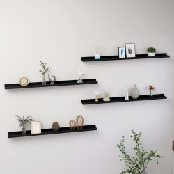 vidaXL Estantes de pared 4 unidades negro 100x9x3 cm