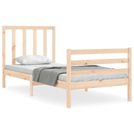 vidaXL Estructura de cama con cabecero madera maciza 100x200 cm