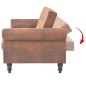 vidaXL Sofá convertible 2 plazas reposabrazos ante artificial marrón vidaXL Sofá convertible 2 plazas reposabrazos ante artificial marrón