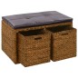 vidaXL Banco con 2 cestas hierba marina 71x40x42 cm marrón vidaXL Banco con 2 cestas hierba marina 71x40x42 cm marrón