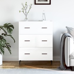 vidaXL Aparador de madera contrachapada blanco brillante 69,5x34x90 cm