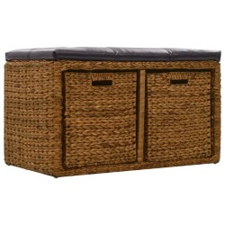 vidaXL Banco con 2 cestas hierba marina 71x40x42 cm marrón