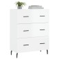vidaXL Aparador de madera contrachapada blanco brillante 69,5x34x90 cm